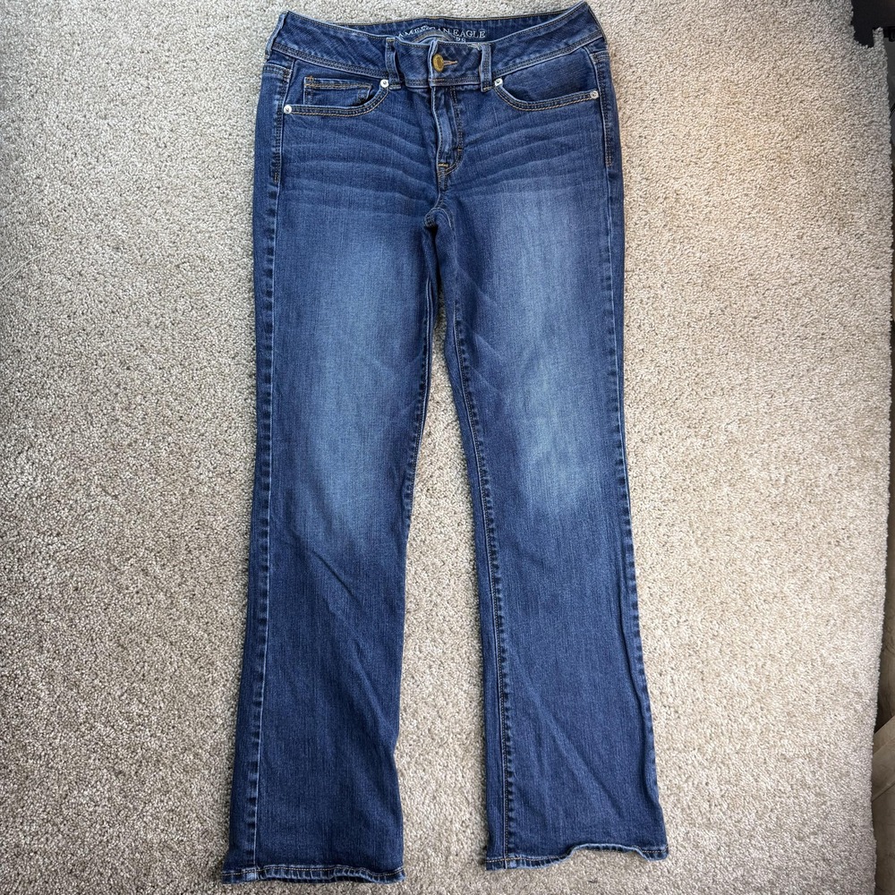 Y2K American Eagle Outfitters Kick Boot Jeans Womens 10 Med Wash Stretch Denim